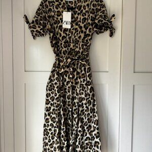 NWT ZARA ANIMAL PRINT SHIRT DRESS ZW COLLECTION